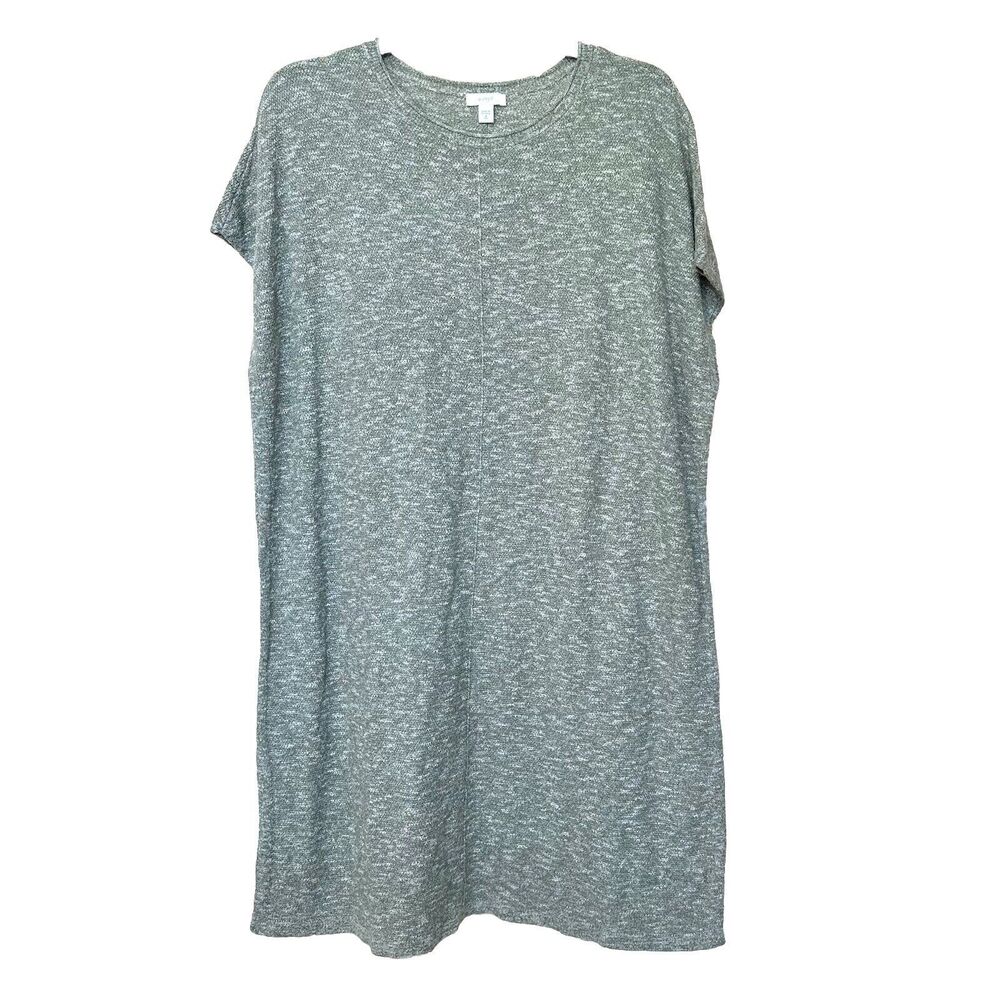 Pure Jill by J. Jill Shirt Dress Med Tall Heathered Olive Green Gray Baggy Lagen